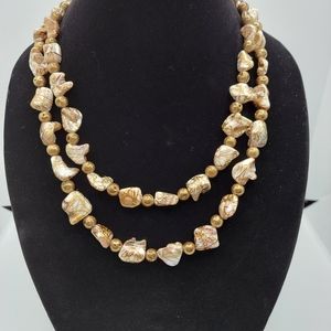 Multistrand handmade natural stone necklace